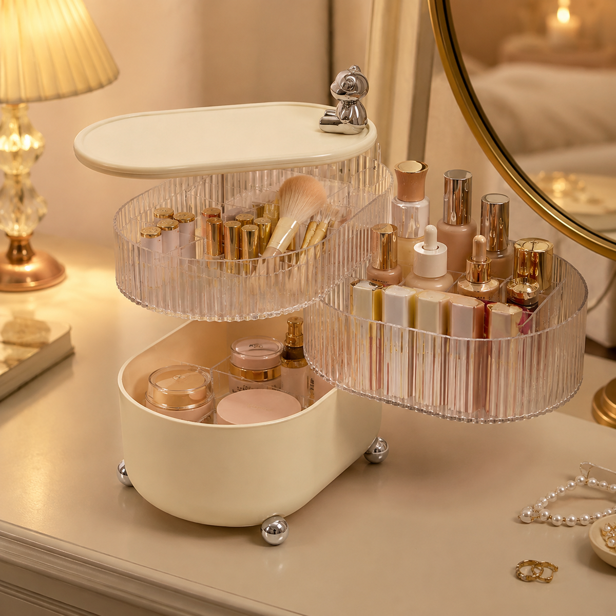 🧸 Beauty Organizer | Clear Compartments | Elegant Vanity Storage