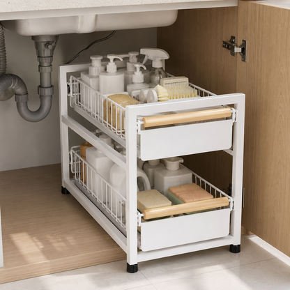 🧺 Kitchen Rack | Pull-Out Baskets | 2-Tier Storage