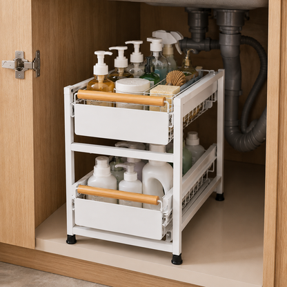 🧺 Kitchen Rack | Pull-Out Baskets | 2-Tier Storage