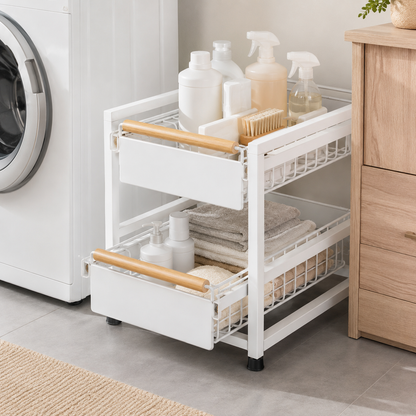 🧺 Kitchen Rack | Pull-Out Baskets | 2-Tier Storage