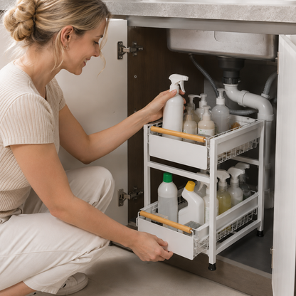 🧺 Kitchen Rack | Pull-Out Baskets | 2-Tier Storage