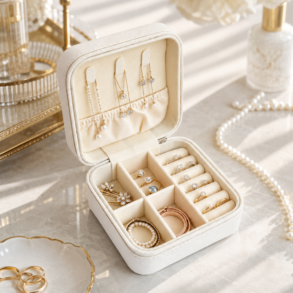 🤍 Travel Jewelry Box | Soft Lining | Elegant Storage