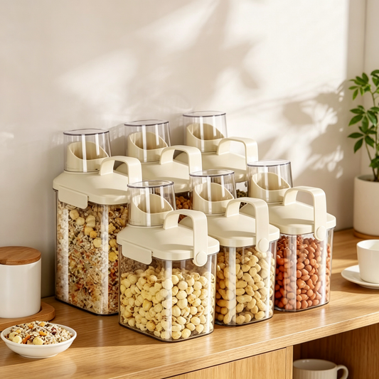 🥣 Pantry Storage | Clear Airtight Containers | Kitchen Organization | Home Cooks | Easy-Pour Design