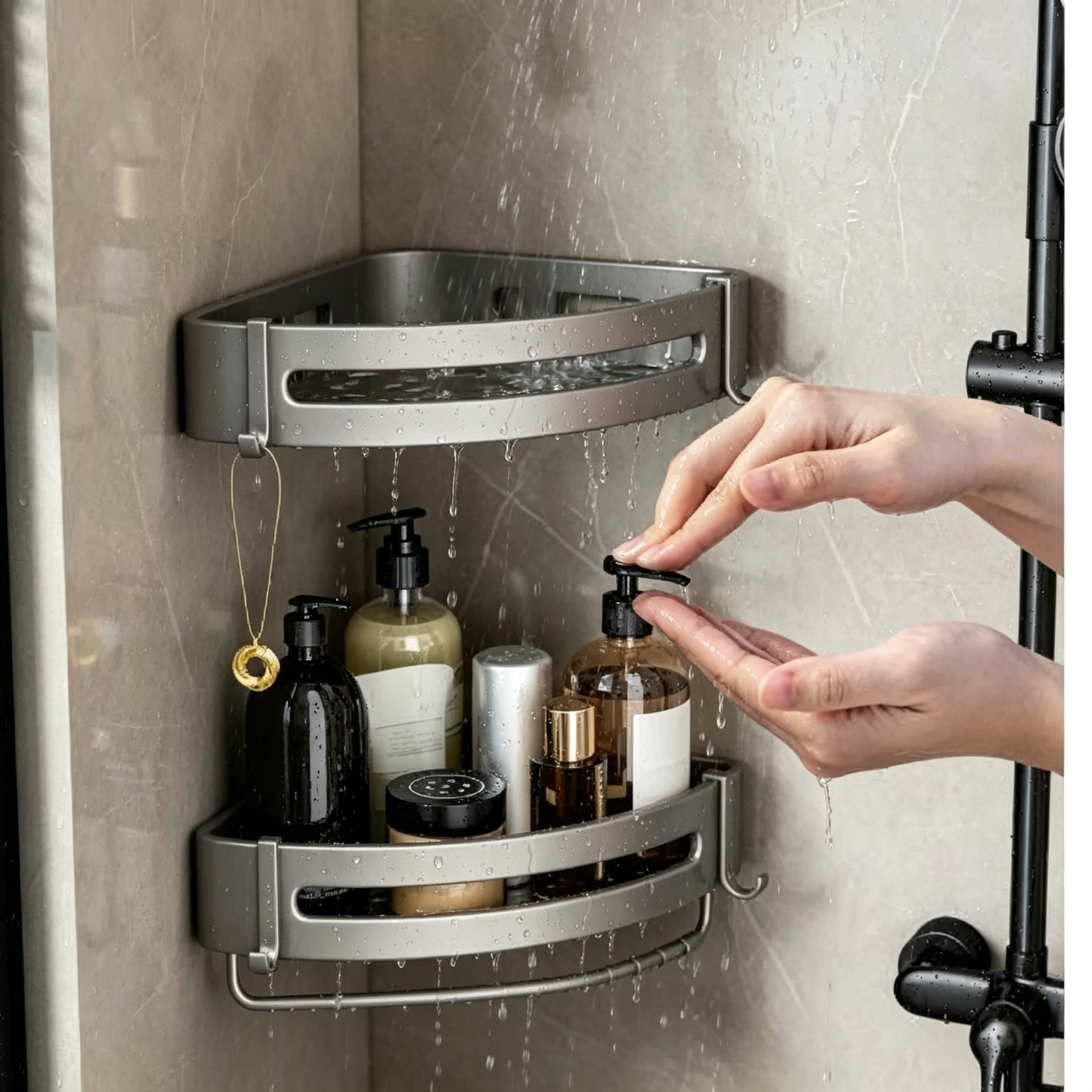 🛁 Bathroom Organizer | Rust-Resistant Metal | Shower Corner | Homeowners | Space-Saving Design
