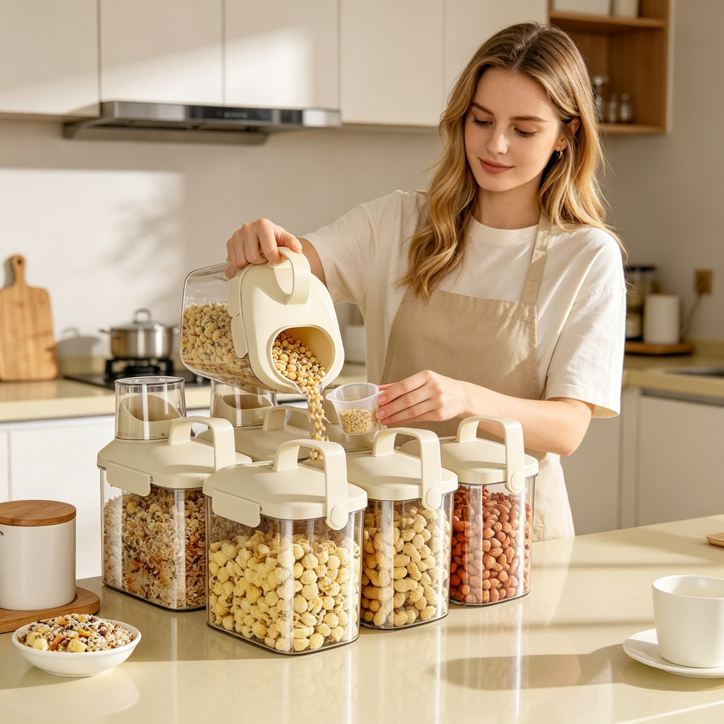 🥣 Pantry Storage | Clear Airtight Containers | Kitchen Organization | Home Cooks | Easy-Pour Design