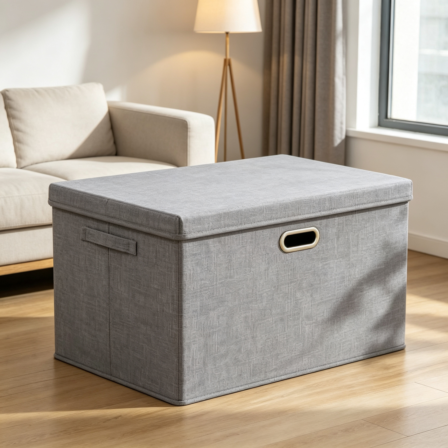 🧺 Storage Box | Cotton Linen Fabric | Home Organization | Family Essential | Minimalist Gray Style