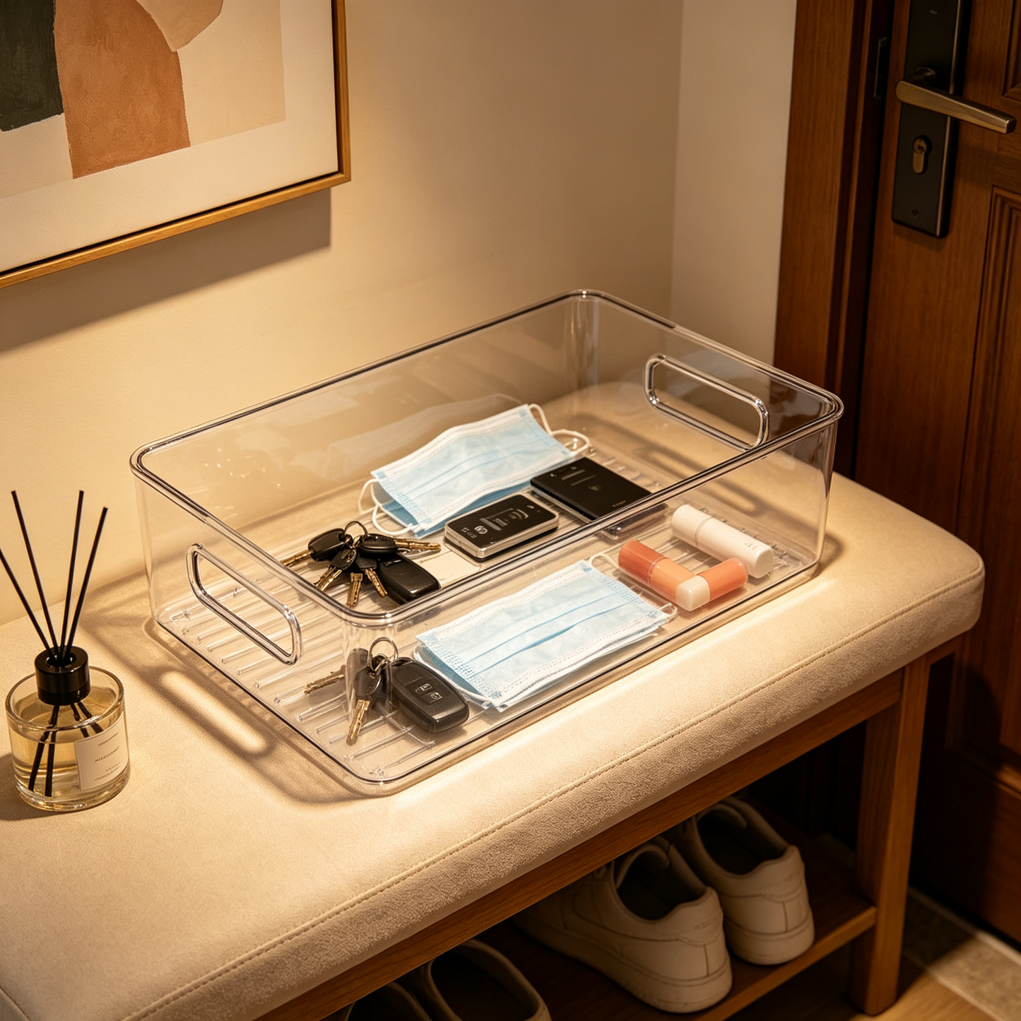 🧺 Clear Organizer | Transparent Plastic | Home Storage | Organization Lovers | Easy-Grip Design
