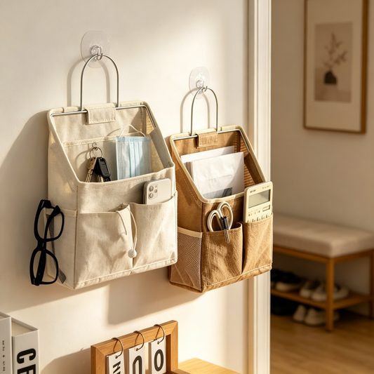 🧺 Hanging Organizer | Cotton Linen Fabric | Wall Storage | Home Lovers | Multi-Pocket Space Saver