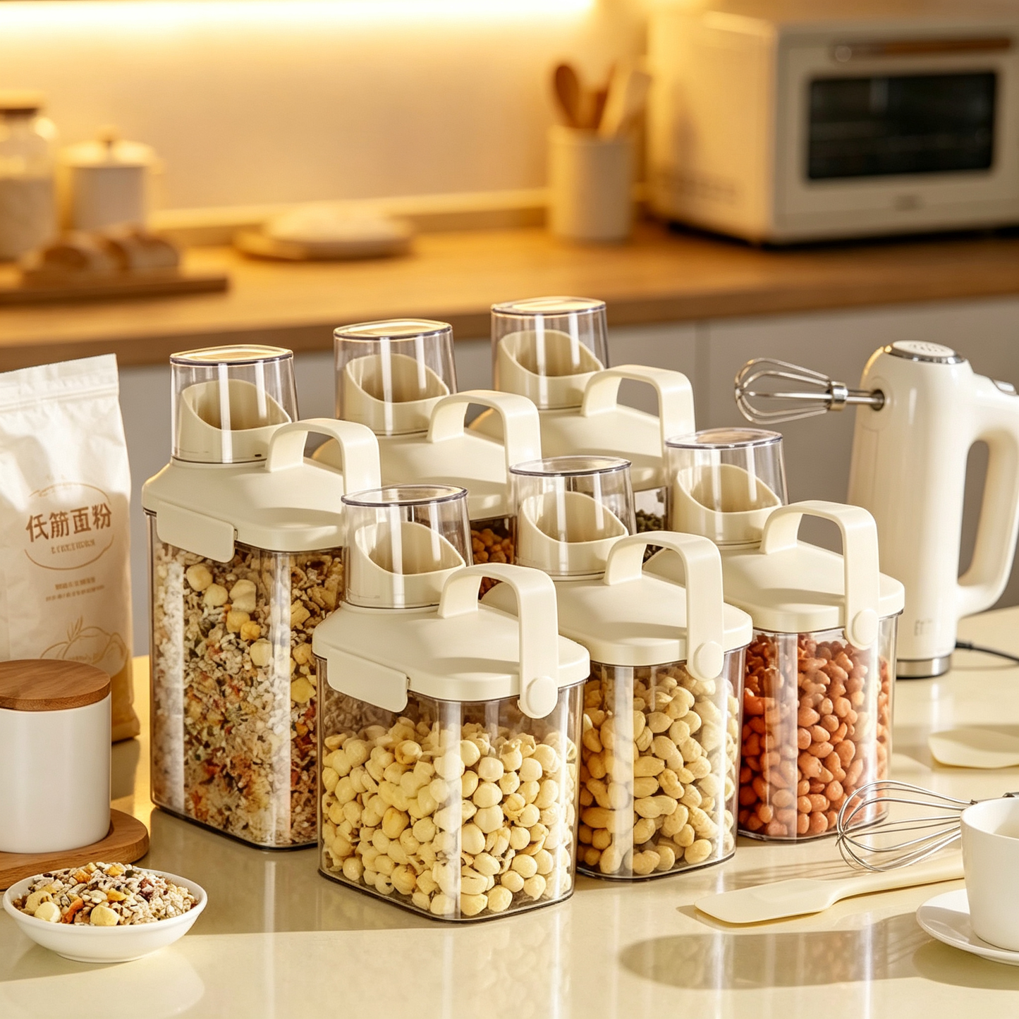 🥣 Pantry Storage | Clear Airtight Containers | Kitchen Organization | Home Cooks | Easy-Pour Design