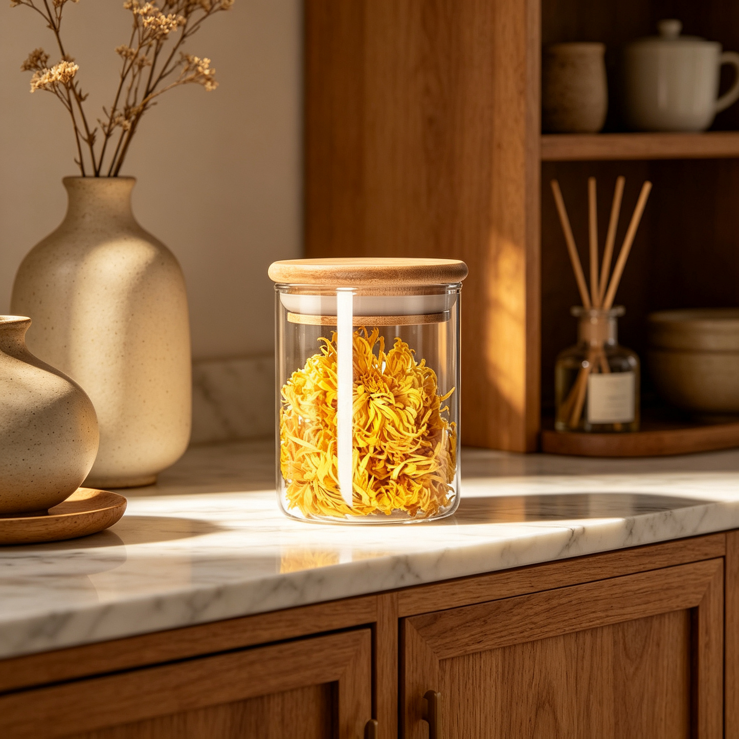🌿 Storage Jar | Clear Glass Design | Kitchen Organization | Home Lovers | Natural Wooden Charm
