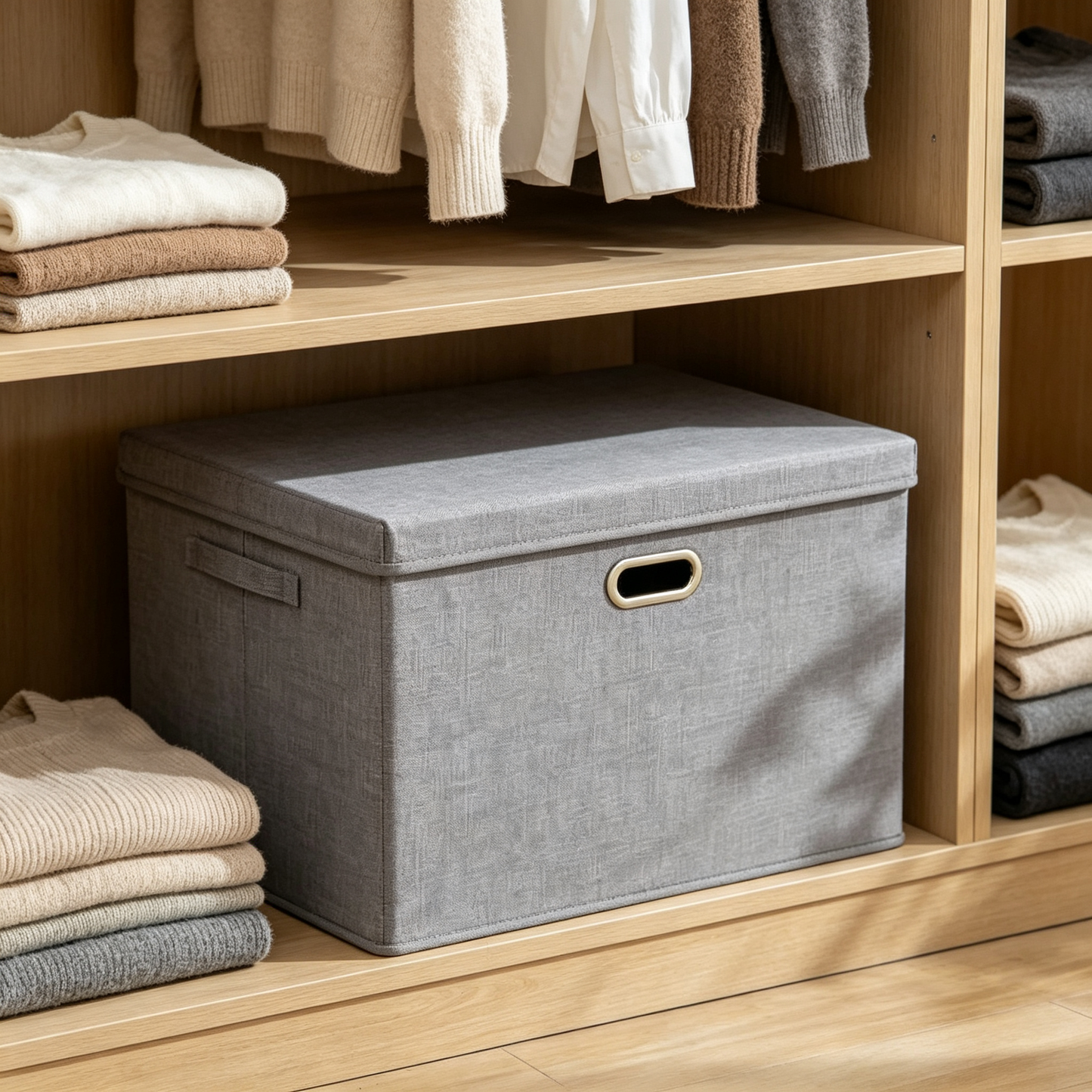 🧺 Storage Box | Cotton Linen Fabric | Home Organization | Family Essential | Minimalist Gray Style