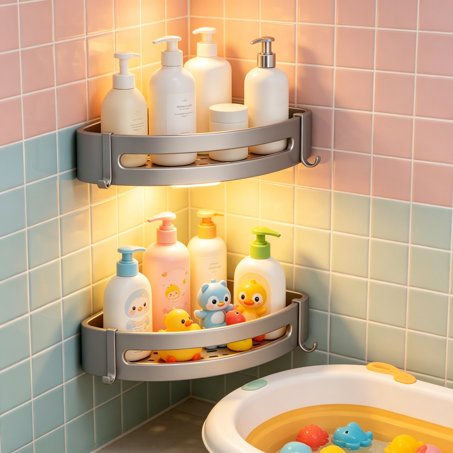 🛁 Bathroom Organizer | Rust-Resistant Metal | Shower Corner | Homeowners | Space-Saving Design