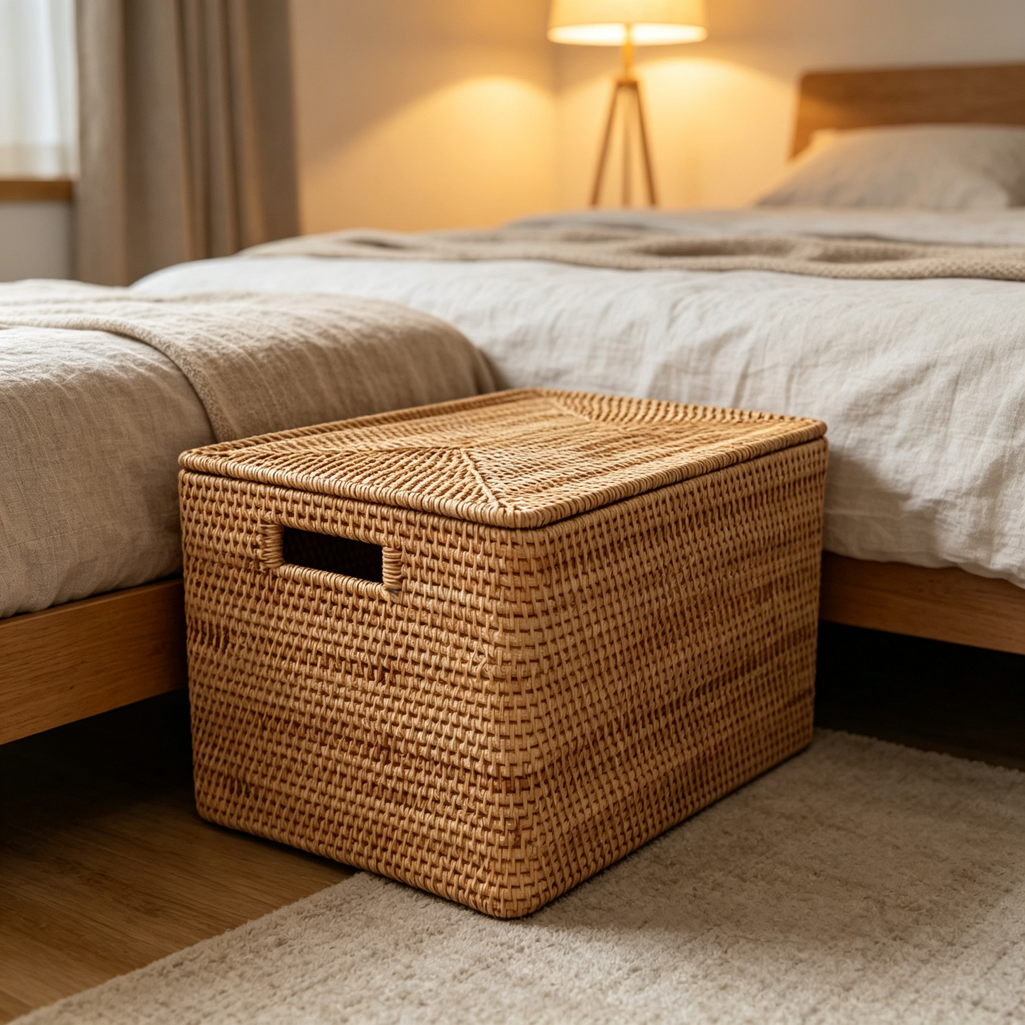 🌿 Storage Basket | Handwoven Rattan Texture | Home Organization | Family Essential | Natural Rustic Charm
