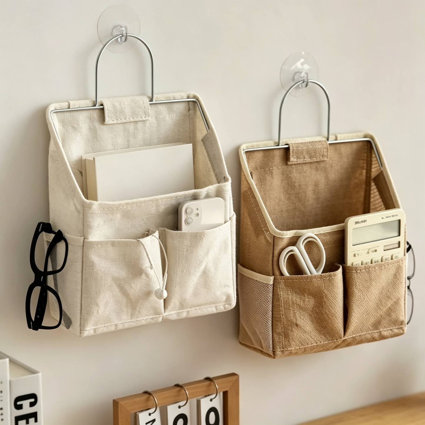 🧺 Hanging Organizer | Cotton Linen Fabric | Wall Storage | Home Lovers | Multi-Pocket Space Saver