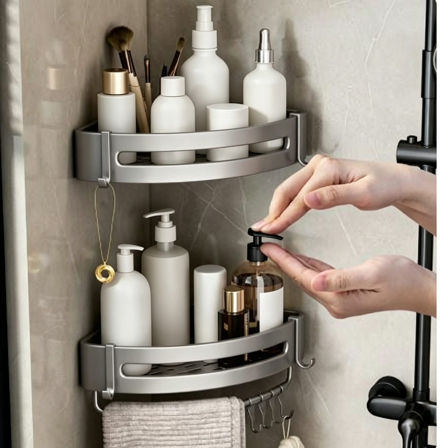 🛁 Bathroom Organizer | Rust-Resistant Metal | Shower Corner | Homeowners | Space-Saving Design