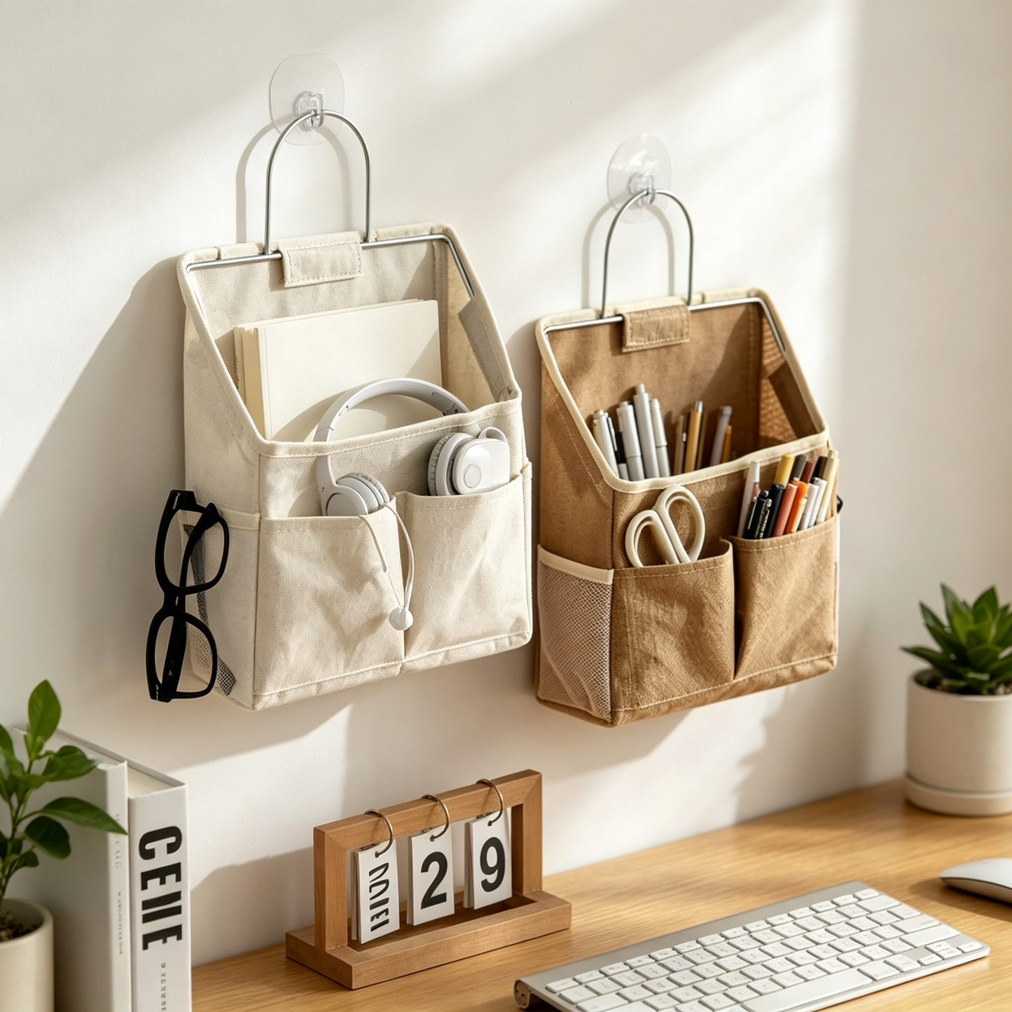 🧺 Hanging Organizer | Cotton Linen Fabric | Wall Storage | Home Lovers | Multi-Pocket Space Saver