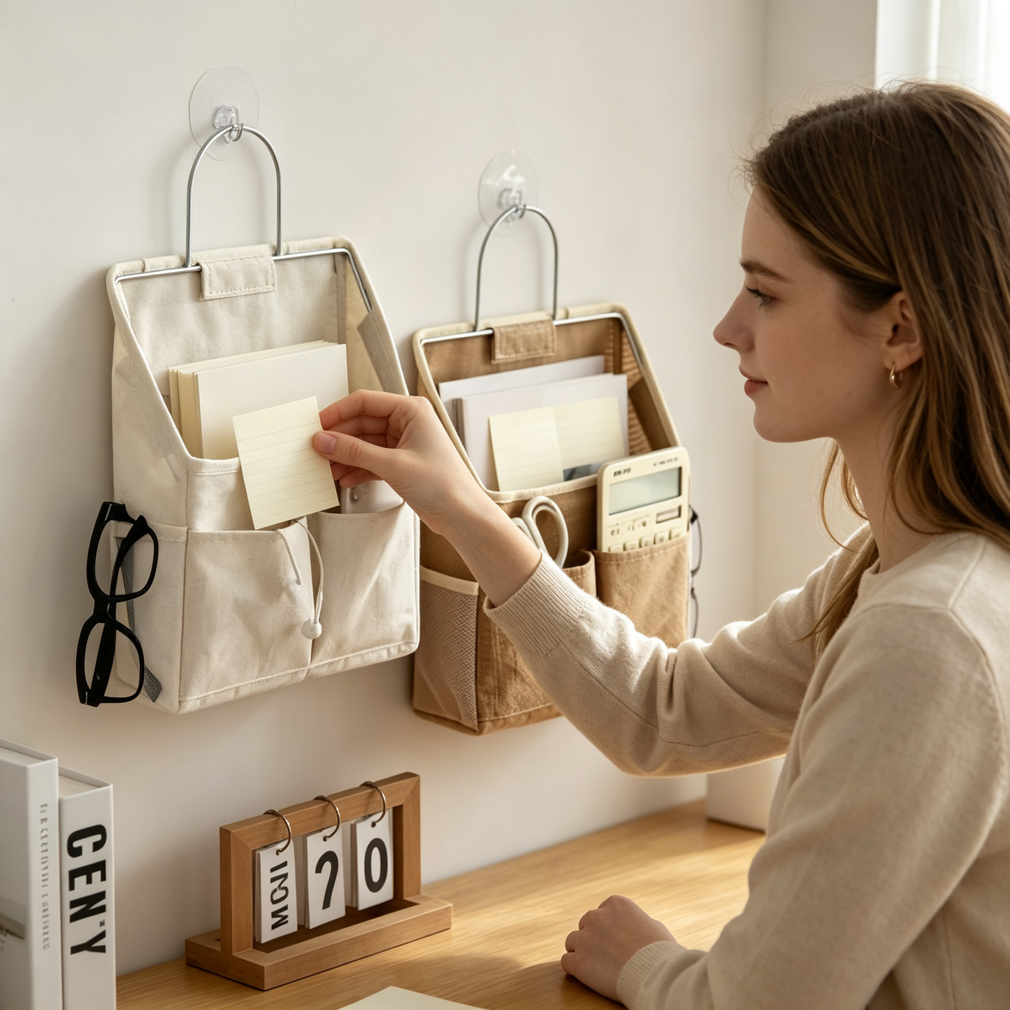 🧺 Hanging Organizer | Cotton Linen Fabric | Wall Storage | Home Lovers | Multi-Pocket Space Saver