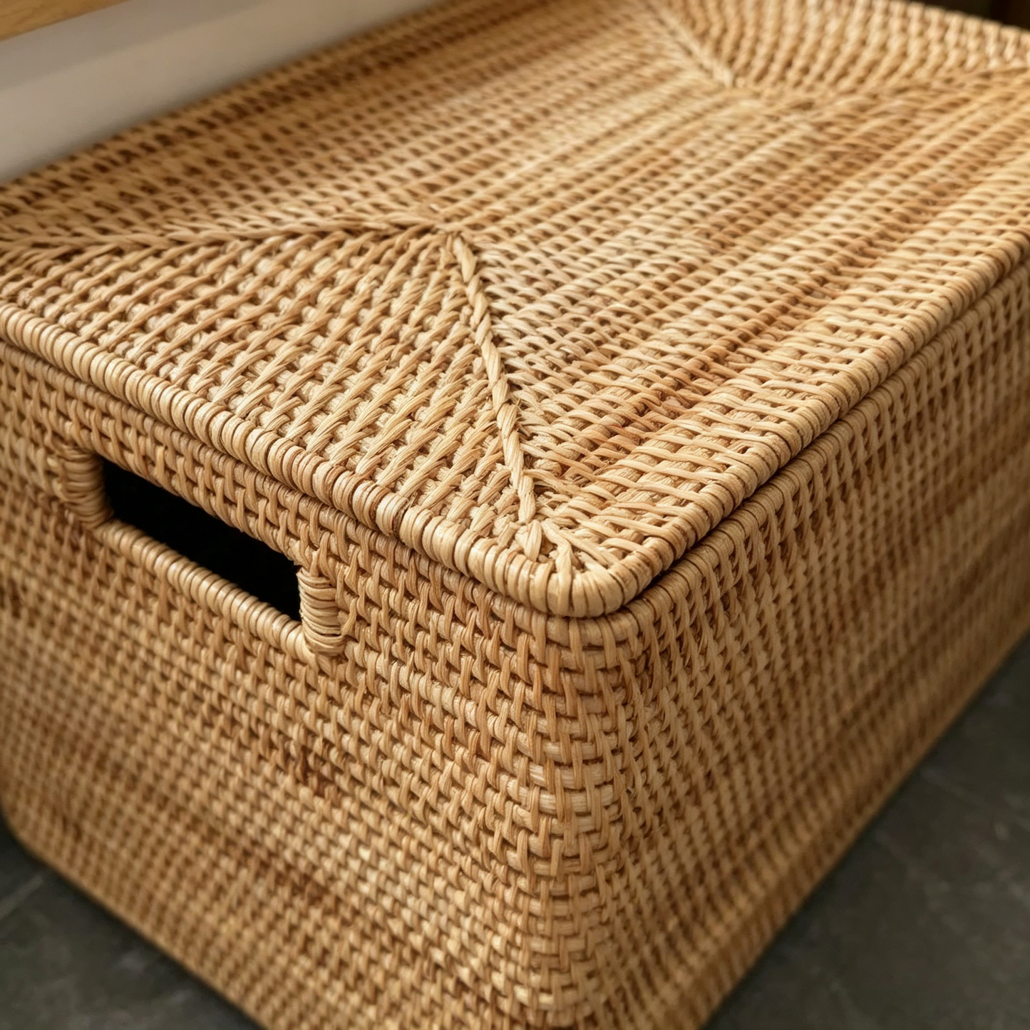 🌿 Storage Basket | Handwoven Rattan Texture | Home Organization | Family Essential | Natural Rustic Charm