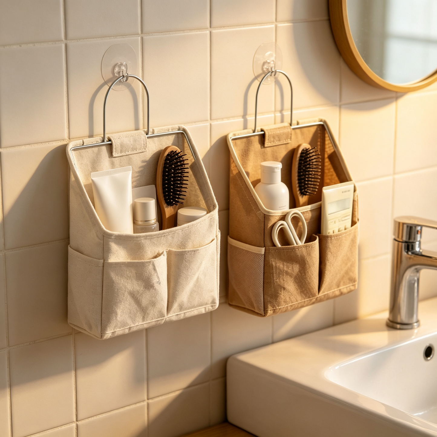 🧺 Hanging Organizer | Cotton Linen Fabric | Wall Storage | Home Lovers | Multi-Pocket Space Saver