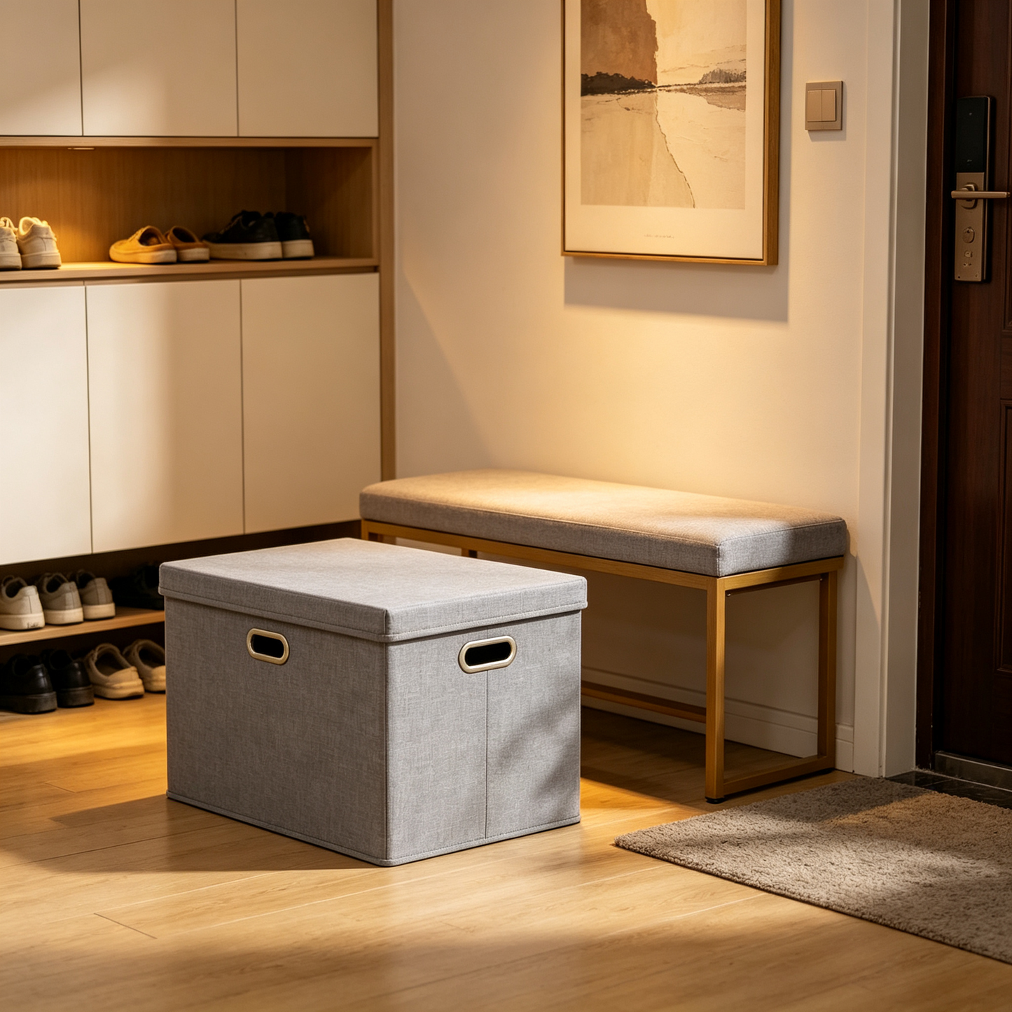 🧺 Storage Box | Cotton Linen Fabric | Home Organization | Family Essential | Minimalist Gray Style